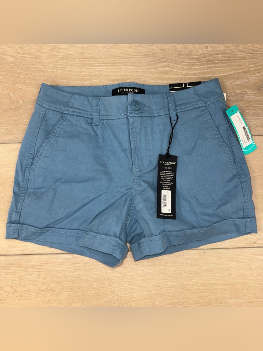 Liverpool Women's Light Blue Cuffed Cotton Shorts